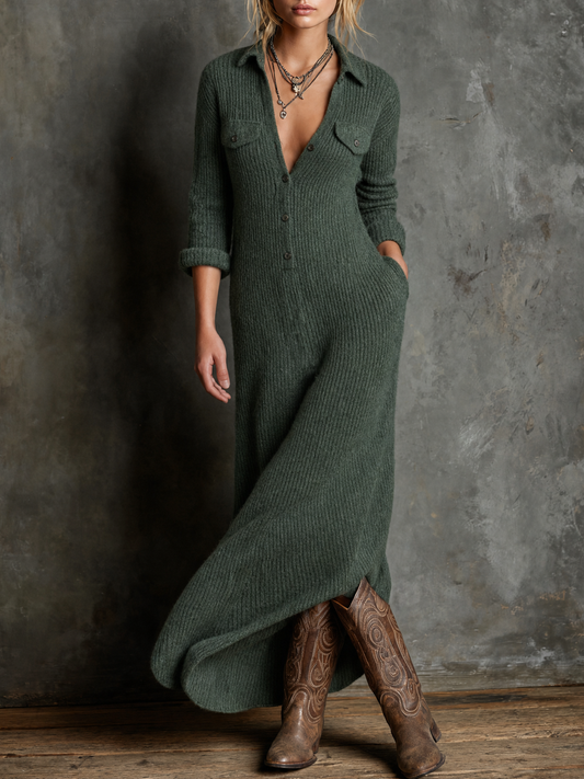 Women's Vintage Button Front Sweater Dress – House of Velari