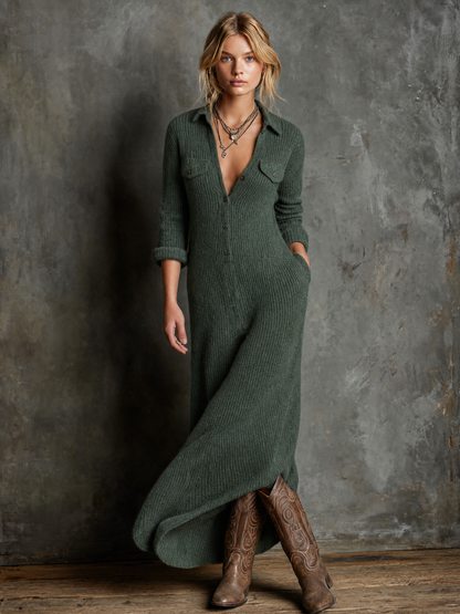 Women's Vintage Button Front Sweater Dress – House of Velari