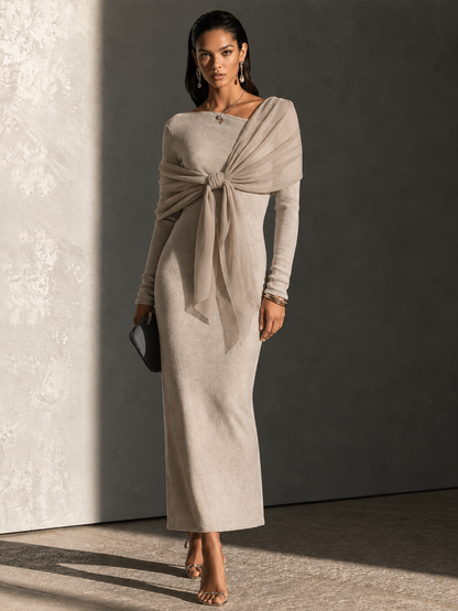 Women's Knit Shawl Maxi Dress – House of Velari