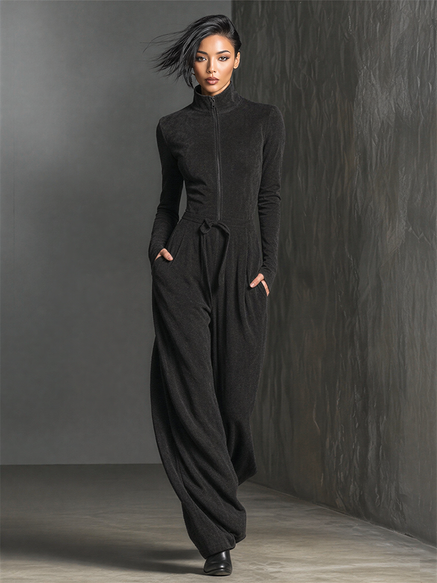 Women's Drawstring Zip Front Jumpsuit – House of Velari