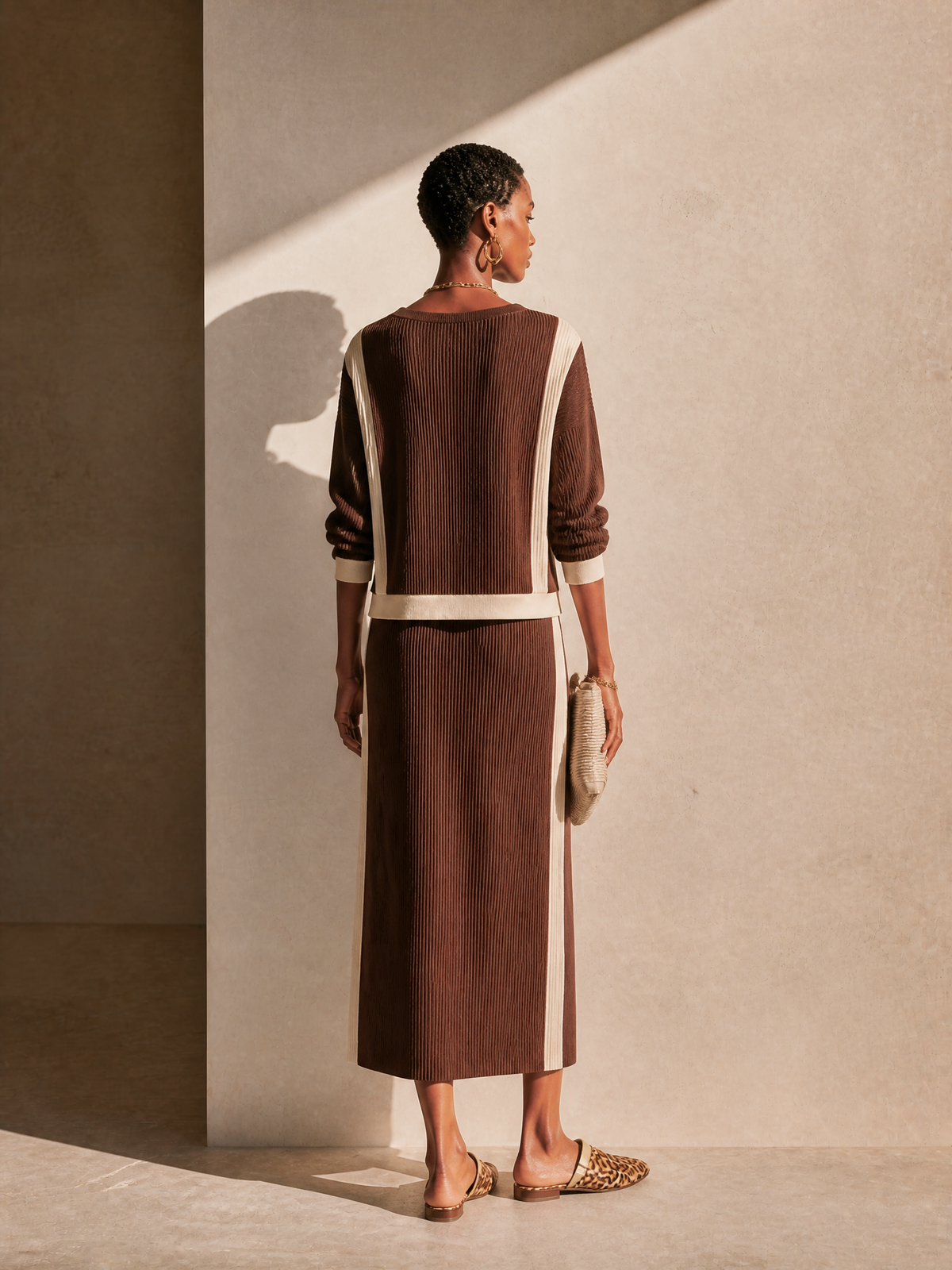 Women's Knit Contrast Trim Skirt Set – House of Velari