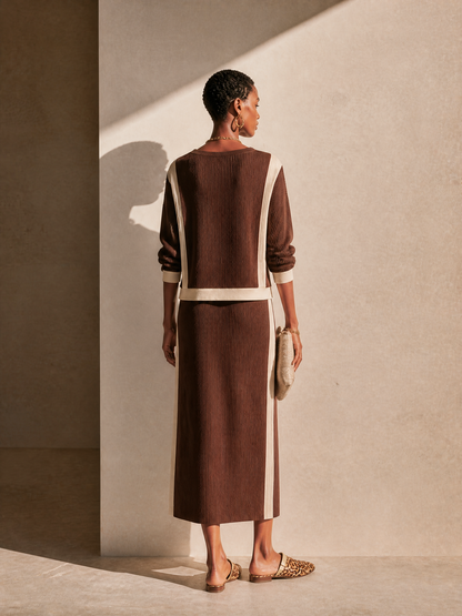 Women's Knit Contrast Trim Skirt Set – House of Velari