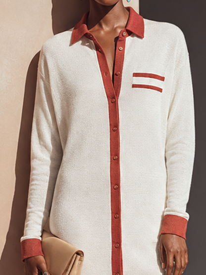 Women's Knit Contrast Collared Shirt Dress – House of Velari