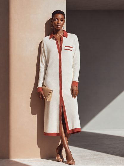 Women's Knit Contrast Collared Shirt Dress – House of Velari