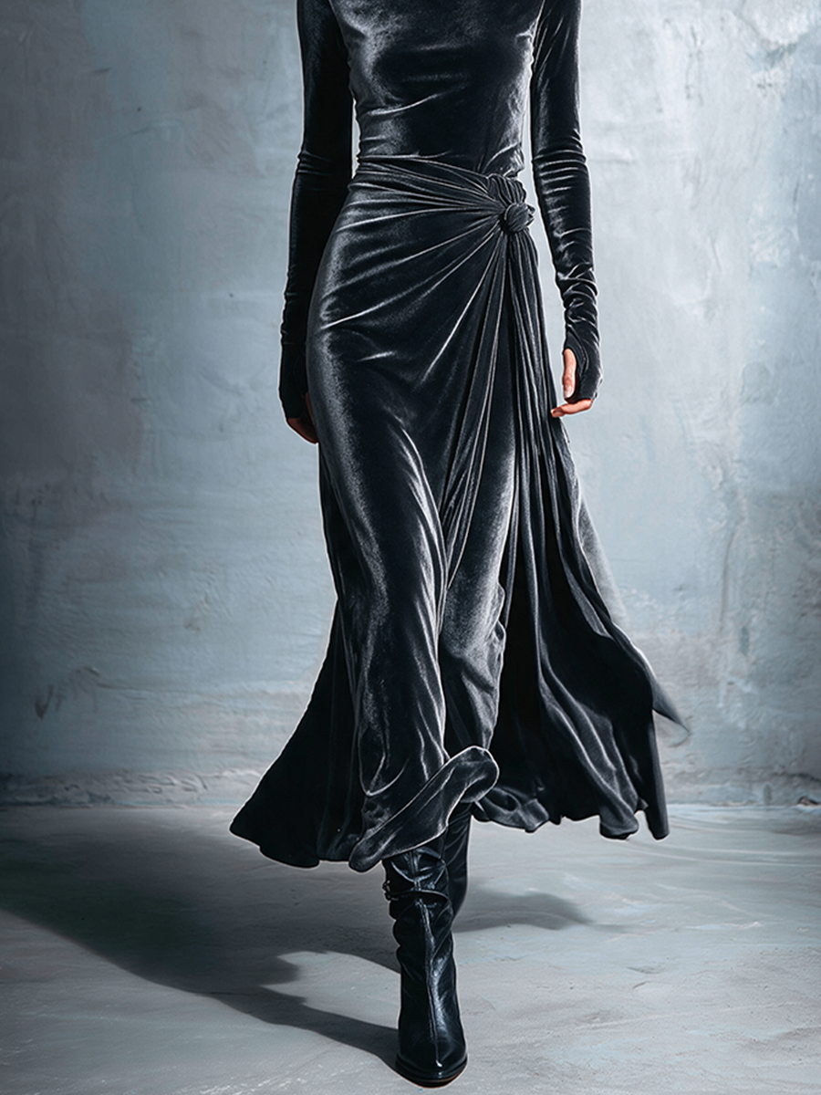 Women's Velvet Twist Knot Maxi Dress – House of Velari