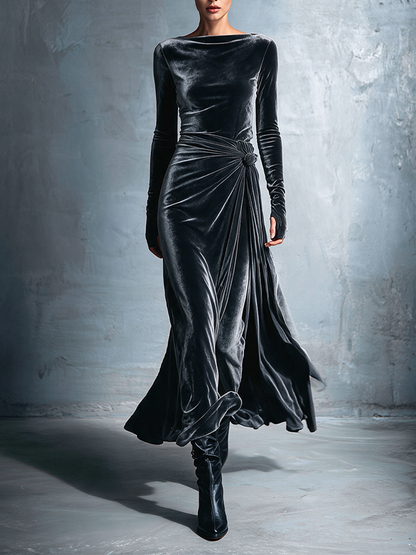 Women's Velvet Twist Knot Maxi Dress – House of Velari