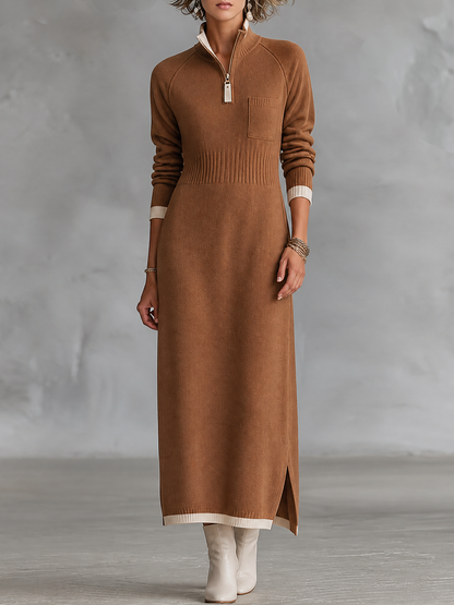 Women's Stand Collar Retro Color Maxi Dress – House of Velari