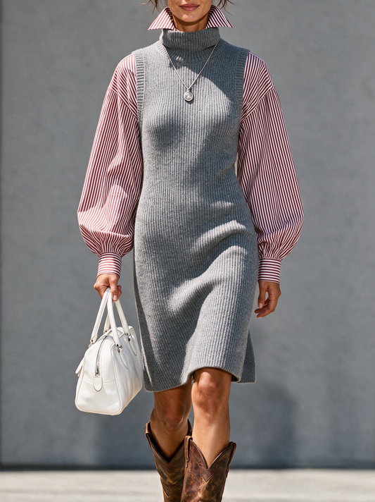 Women's Long Sleeve Striped Sweater Dress – House of Velari