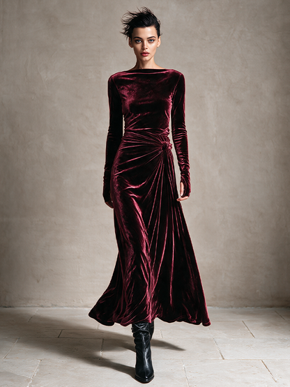 Women's Velvet Twist Knot Maxi Dress – House of Velari
