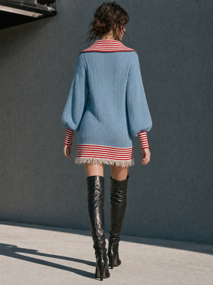 Women's Striped Retro Color Sweater Dress – House of Velari