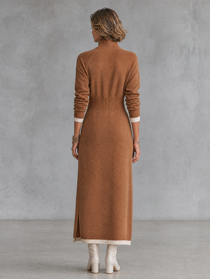 Women's Stand Collar Retro Color Maxi Dress – House of Velari