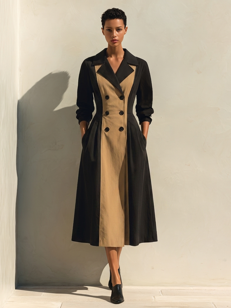 Women's Brown Cotton Long Sleeve Midi Dress – House of Velari