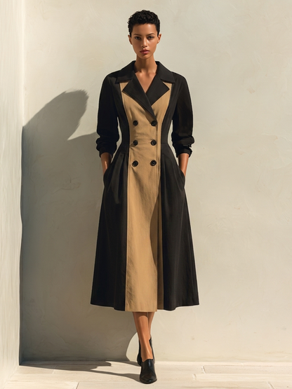 Women's Brown Cotton Long Sleeve Midi Dress – House of Velari