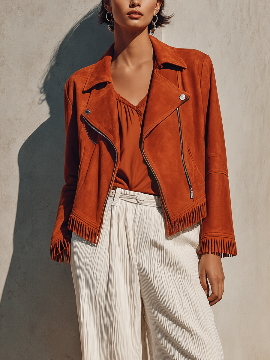 Women's Suede Lapel Fringe Jacket – House of Velari