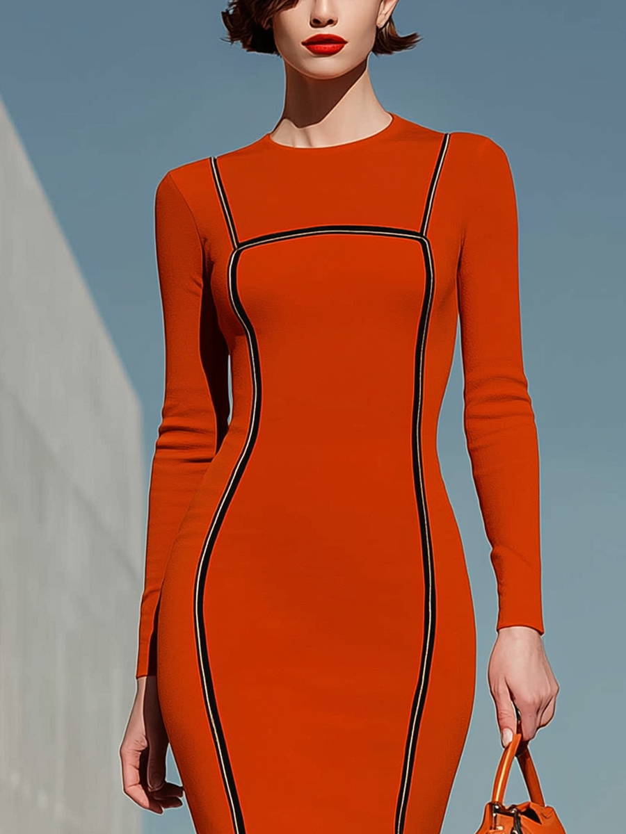 Women's Orange Long Sleeve Maxi Dress – House of Velari