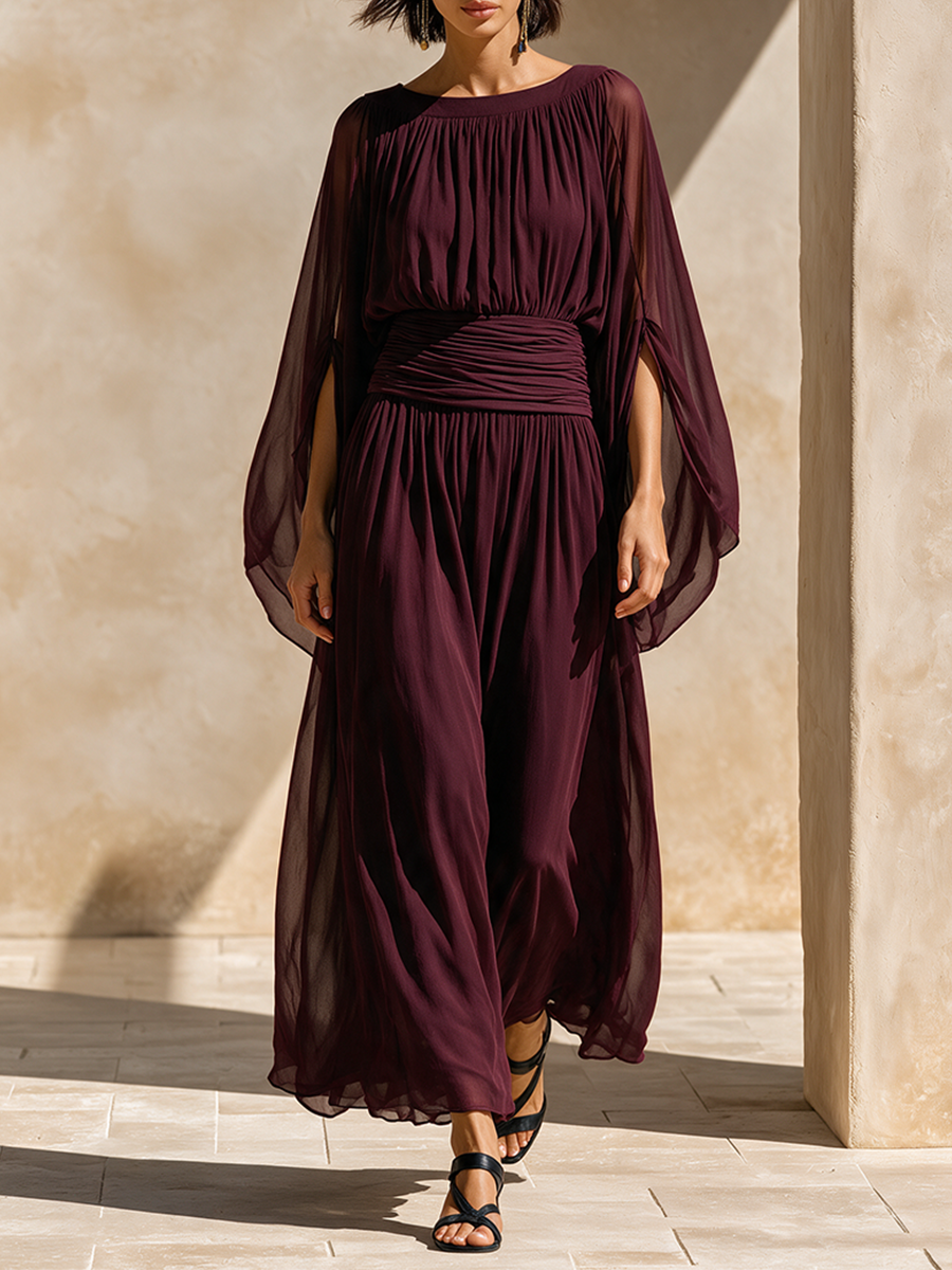 Women's Chiffon Cape Sleeve Maxi Dress – House of Velari