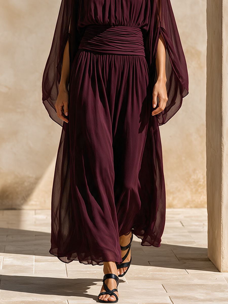 Women's Chiffon Cape Sleeve Maxi Dress – House of Velari