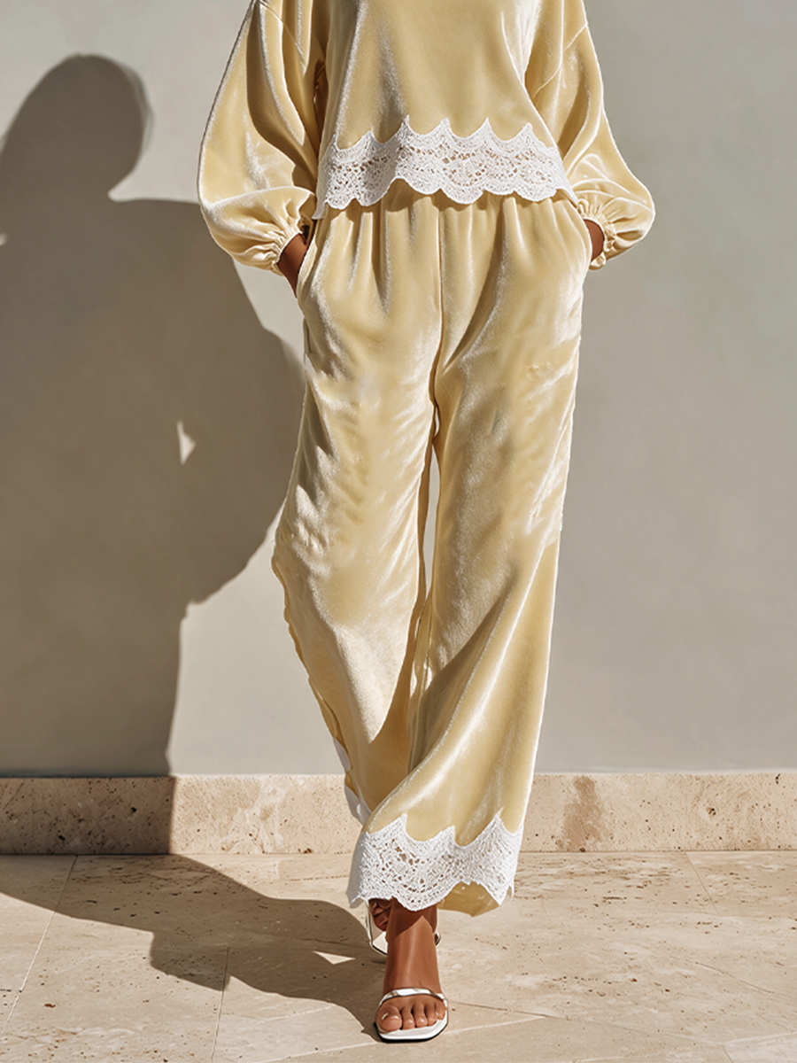 Women's Velvet Lace Detail Two-Piece Set – House of Velari