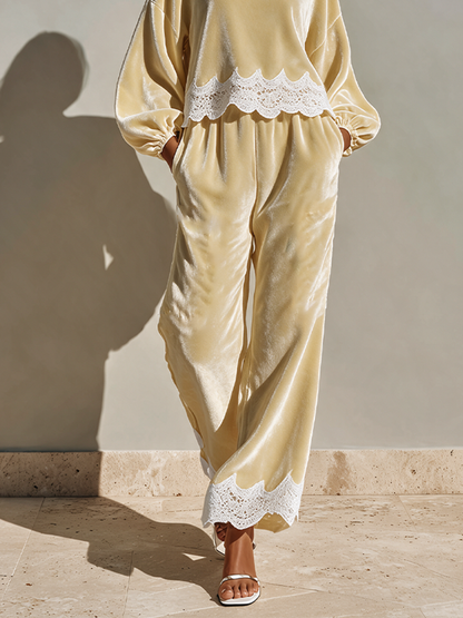 Women's Velvet Lace Detail Two-Piece Set – House of Velari