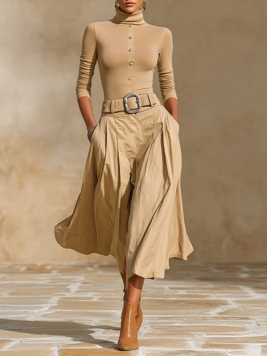 Women's Pleated Belted Two-Piece Set – House of Velari
