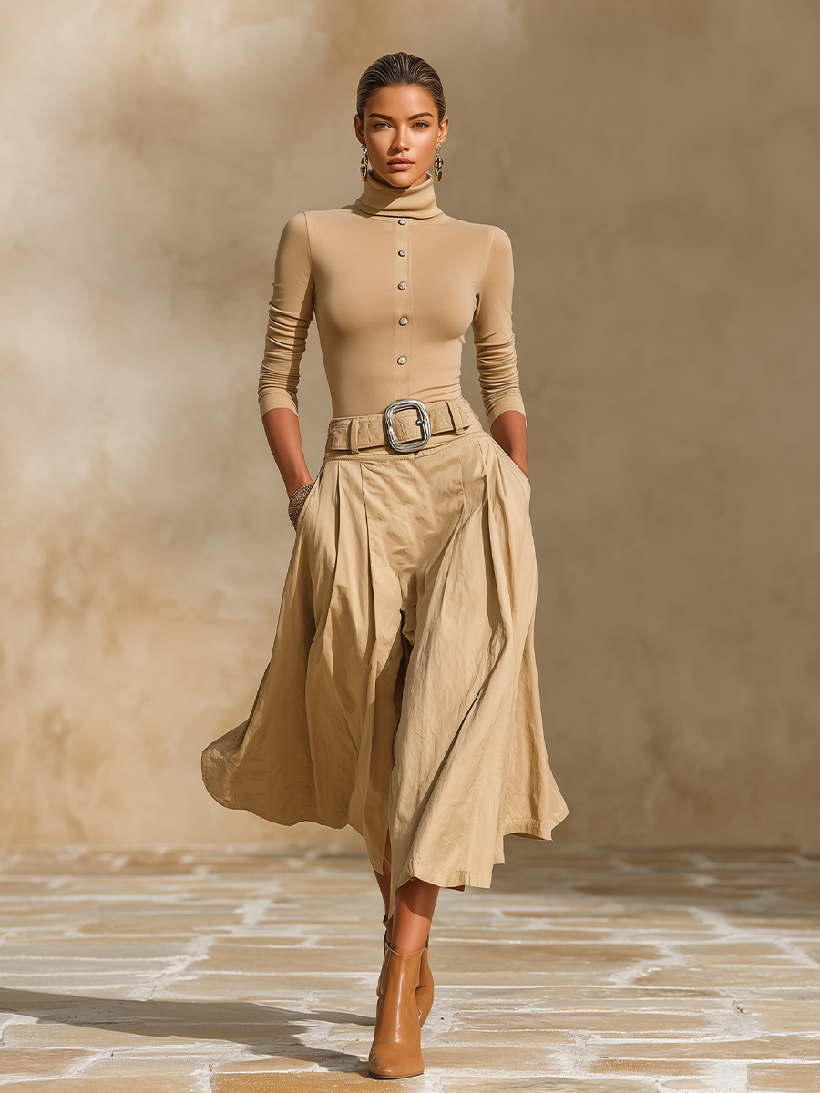 Women's Pleated Belted Two-Piece Set – House of Velari