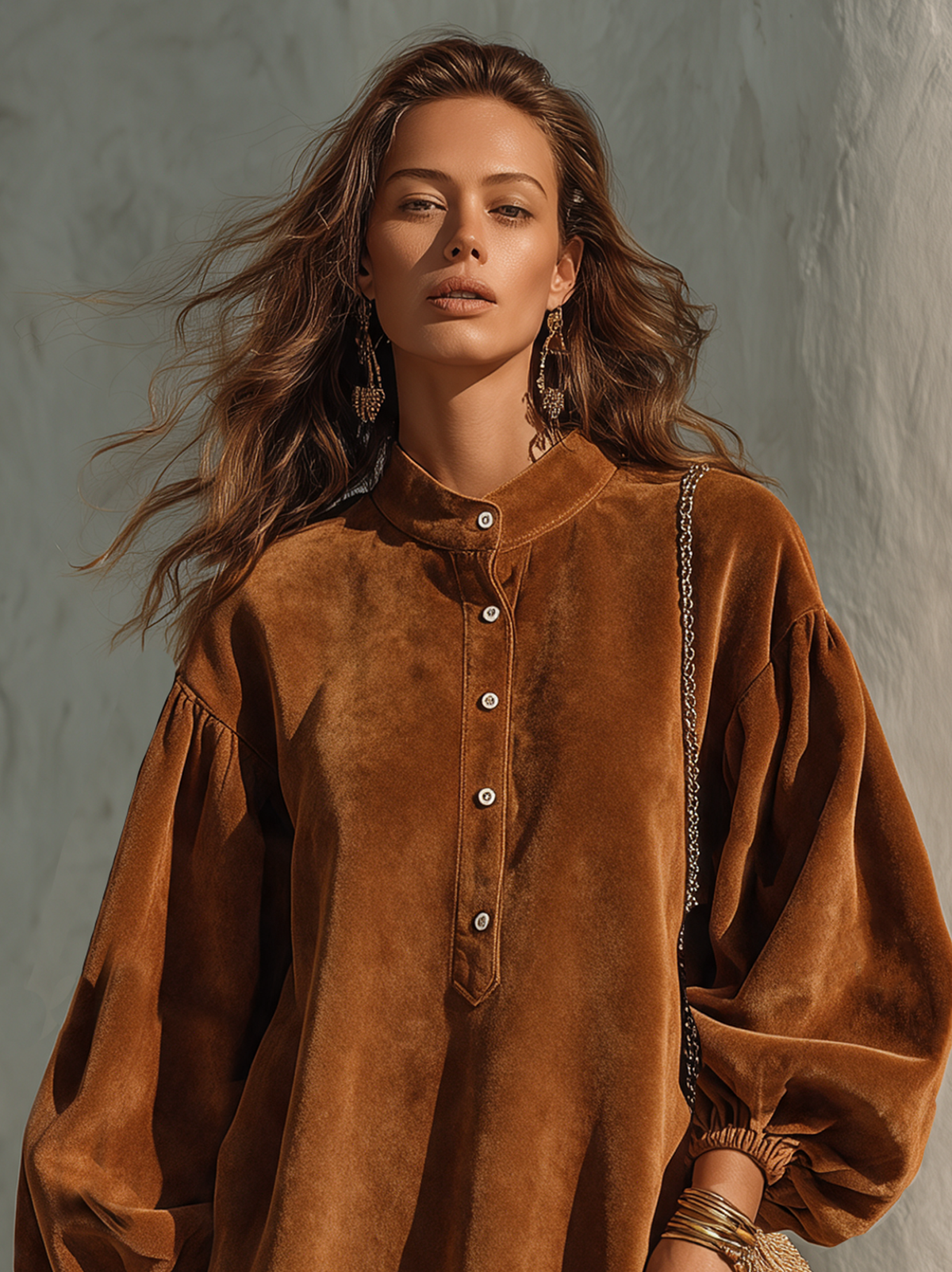 Women's Vintage Velvet Lantern-Sleeve Button-Collar Mini Dress – House of Velari