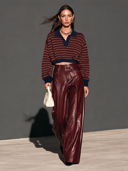 Women's Burgundy Leather Pants – House of Velari
