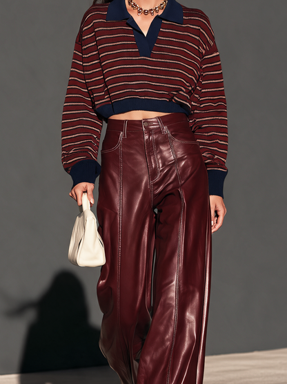 Women's Burgundy Leather Pants – House of Velari