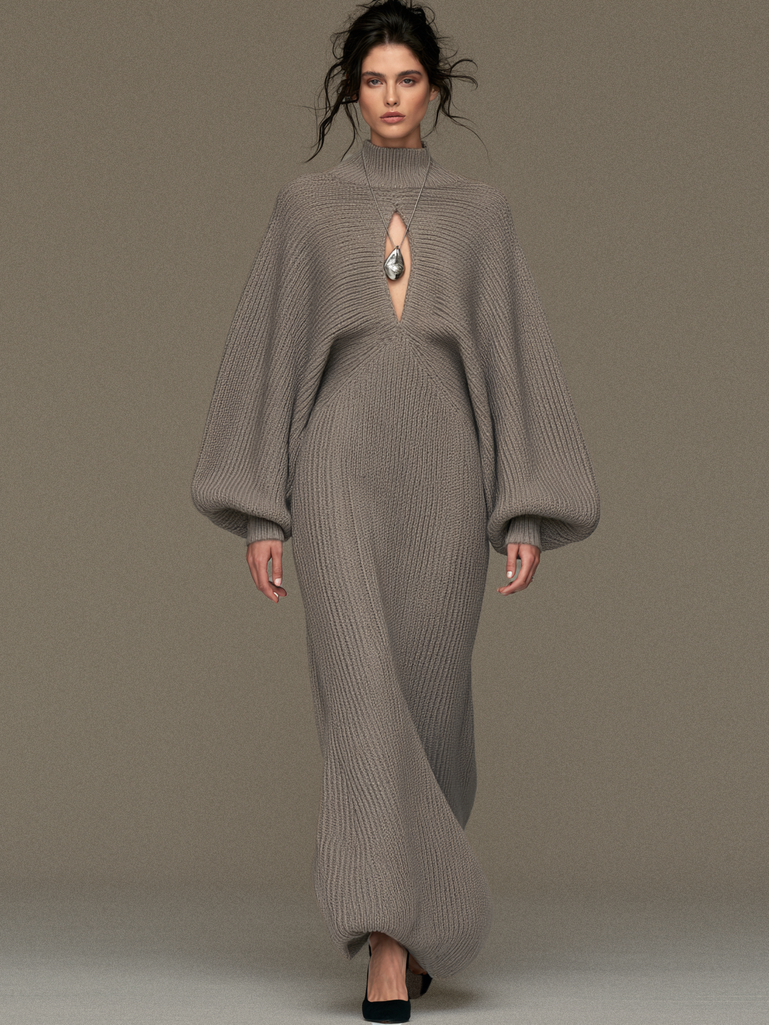 Women's Vintage Cut-Out Mock-Neck Sweater Dress – House of Velari