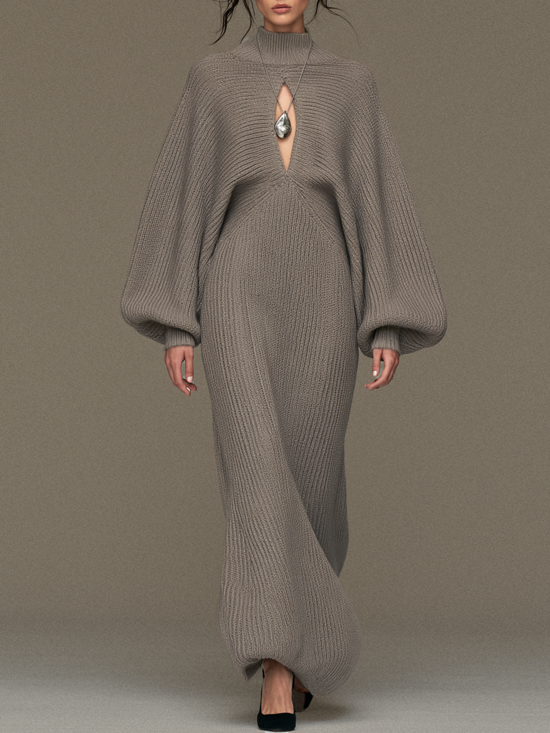 Women's Vintage Cut-Out Mock-Neck Sweater Dress – House of Velari