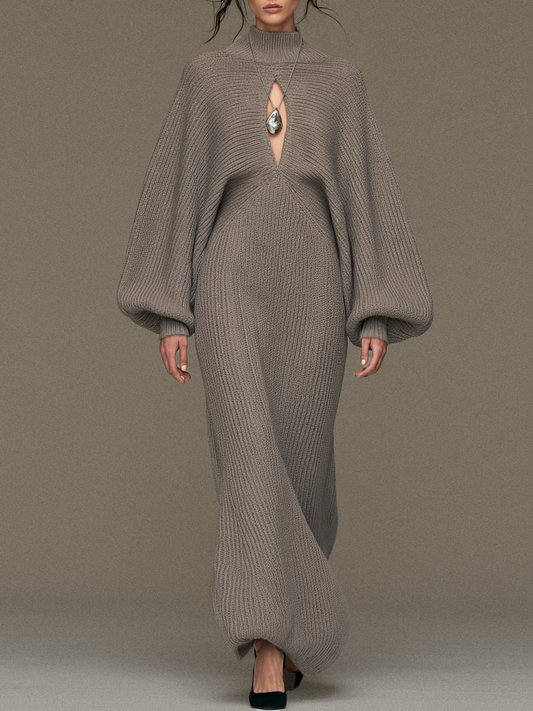 Women's Vintage Cut-Out Mock-Neck Sweater Dress – House of Velari