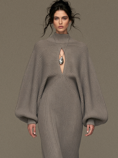 Women's Vintage Cut-Out Mock-Neck Sweater Dress – House of Velari