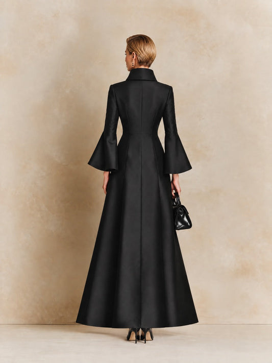 Women's Elegant High-Collar Bell Sleeve Maxi Dress – House of Velari