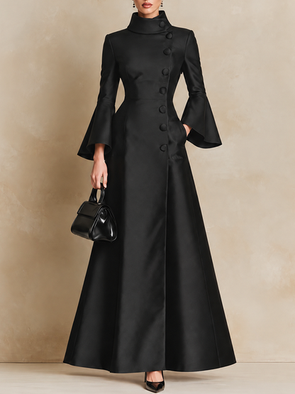 Women's Elegant High-Collar Bell Sleeve Maxi Dress – House of Velari