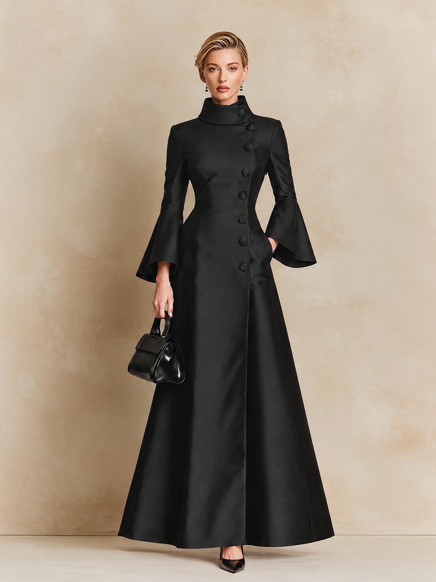 Women's Elegant High-Collar Bell Sleeve Maxi Dress – House of Velari