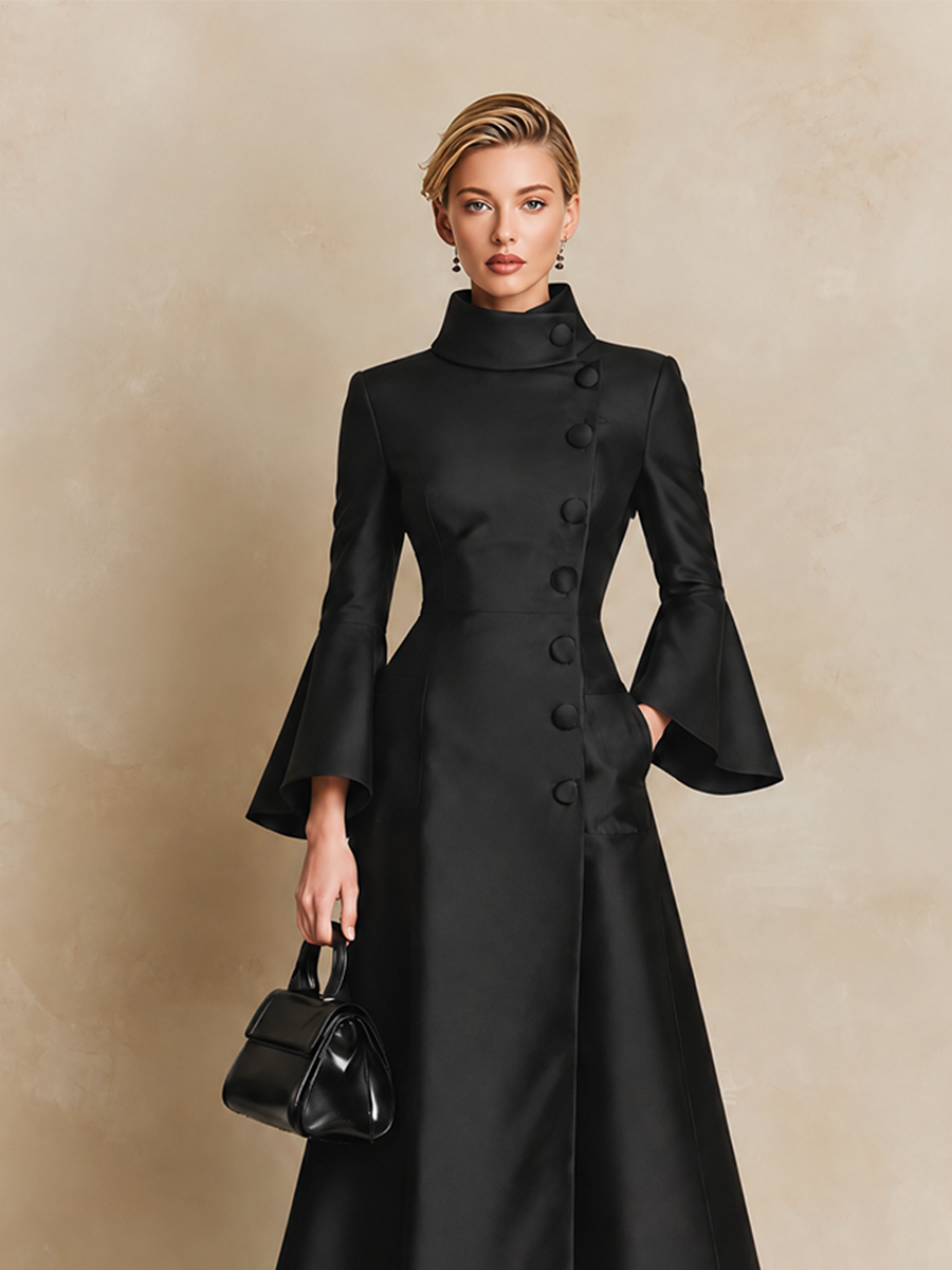 Women's Elegant High-Collar Bell Sleeve Maxi Dress – House of Velari