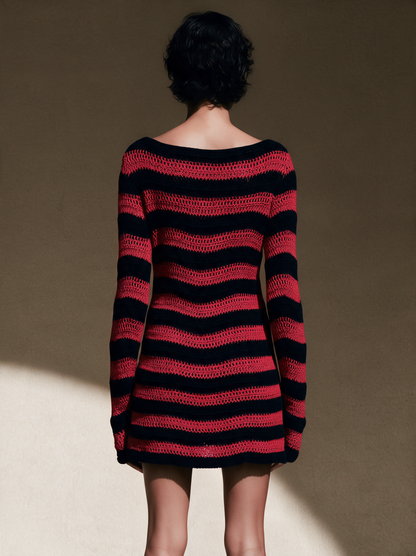 Women's Contrast Stripe Crochet Mini Dress – House of Velari