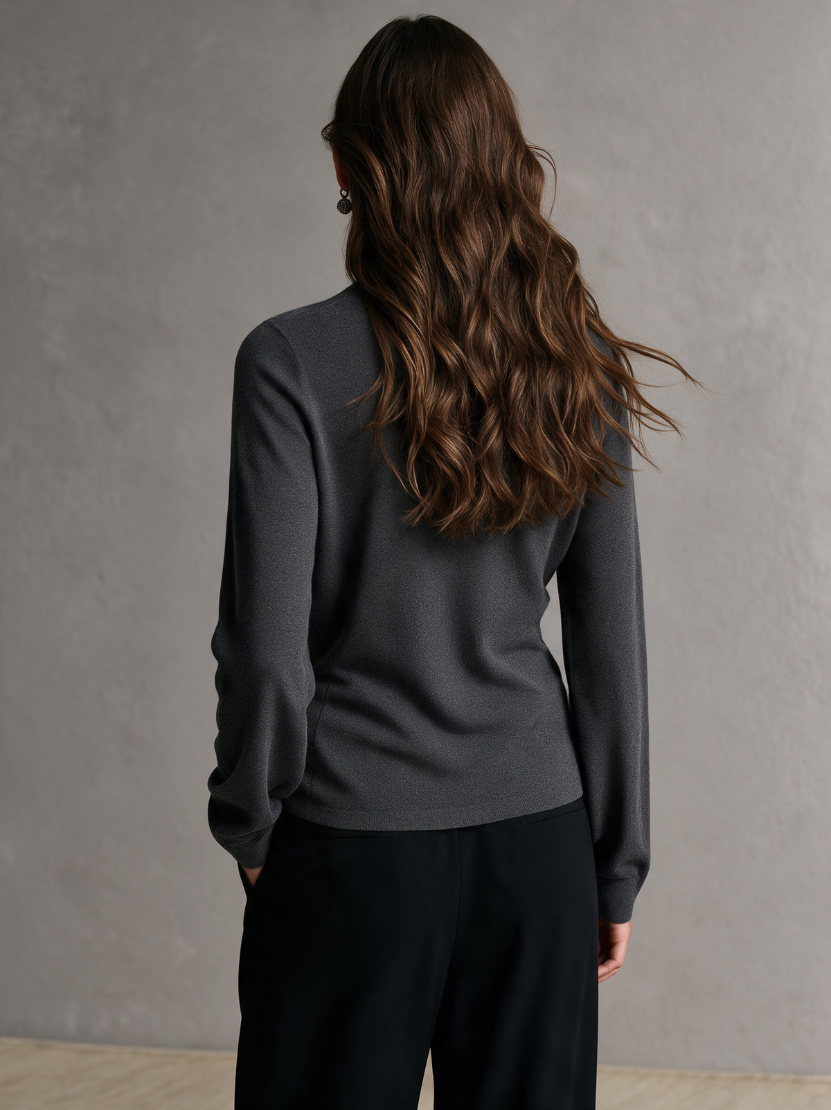 Women's Versatile Gray Stretch Knit Long-Sleeve Cardigan – House of Velari