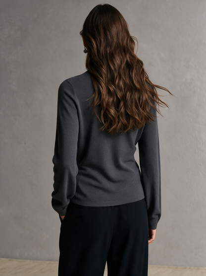 Women's Versatile Gray Stretch Knit Long-Sleeve Cardigan – House of Velari