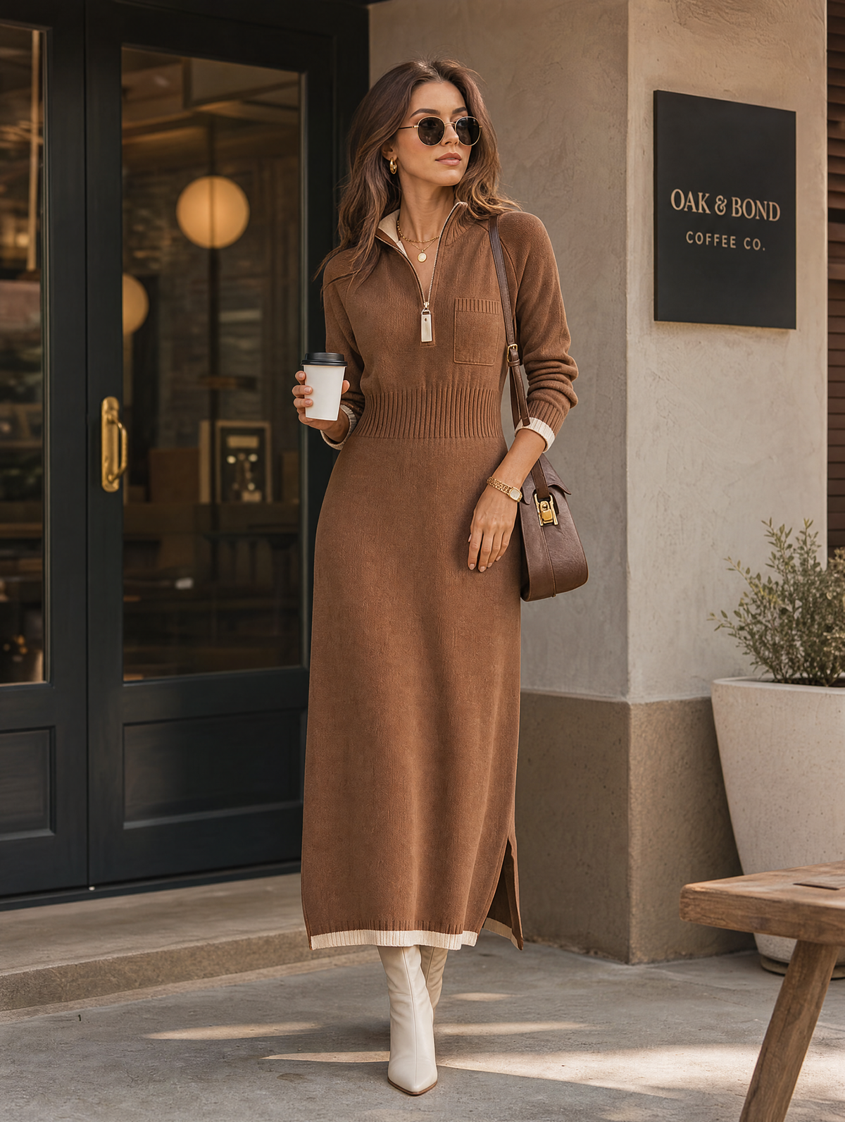 Women's Stand Collar Retro Color Maxi Dress – House of Velari