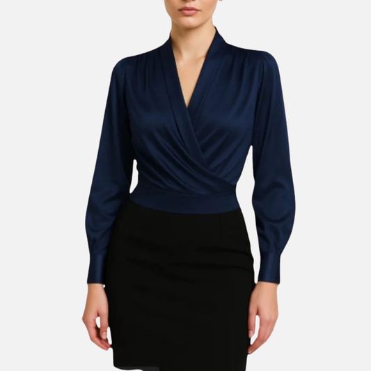 Women's Elegant V-Neck Satin Blouse – House of Velari