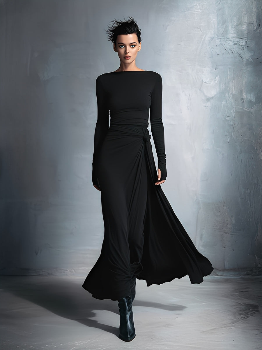 Women's Gray Stretch Wrap Maxi Dress – House of Velari