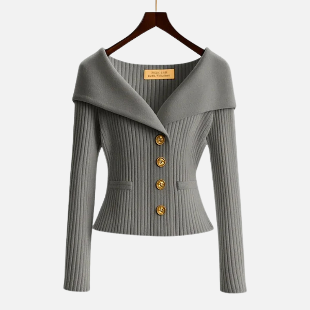 Women's Elegant Ribbed Off-Shoulder Cardigan – House of Velari