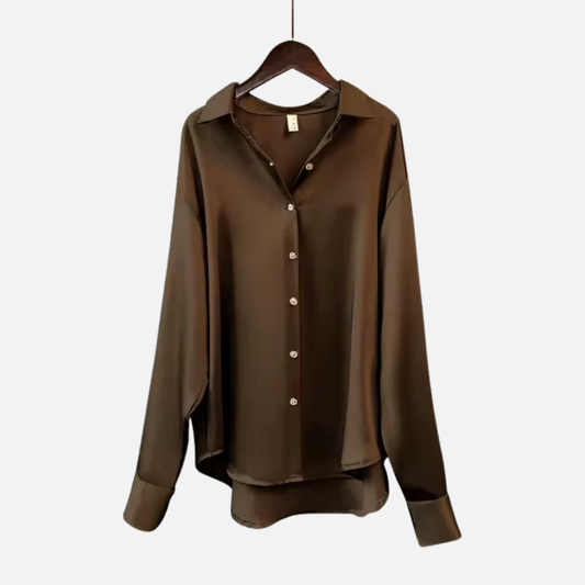 Women's Satin Button-Down Long Sleeve Shirt – House of Velari