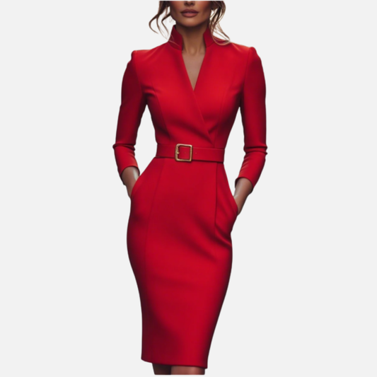 Women’s Belted Wrap Midi Dress – House of Velari