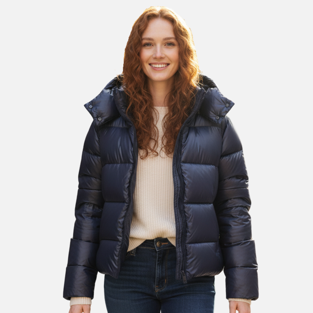 Glossy Puffer Jacket with Hood for Women – House of Velari