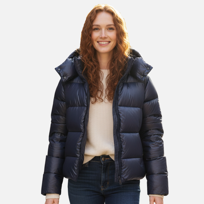Glossy Puffer Jacket with Hood for Women – House of Velari