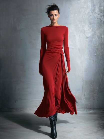 Women's Gray Stretch Wrap Maxi Dress – House of Velari