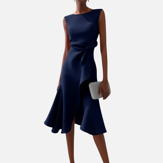 Women's Elegant Ruffle Cocktail Midi Dress
