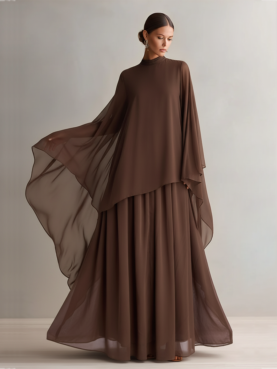 Women's Brown Chiffon Dress – House of Velari